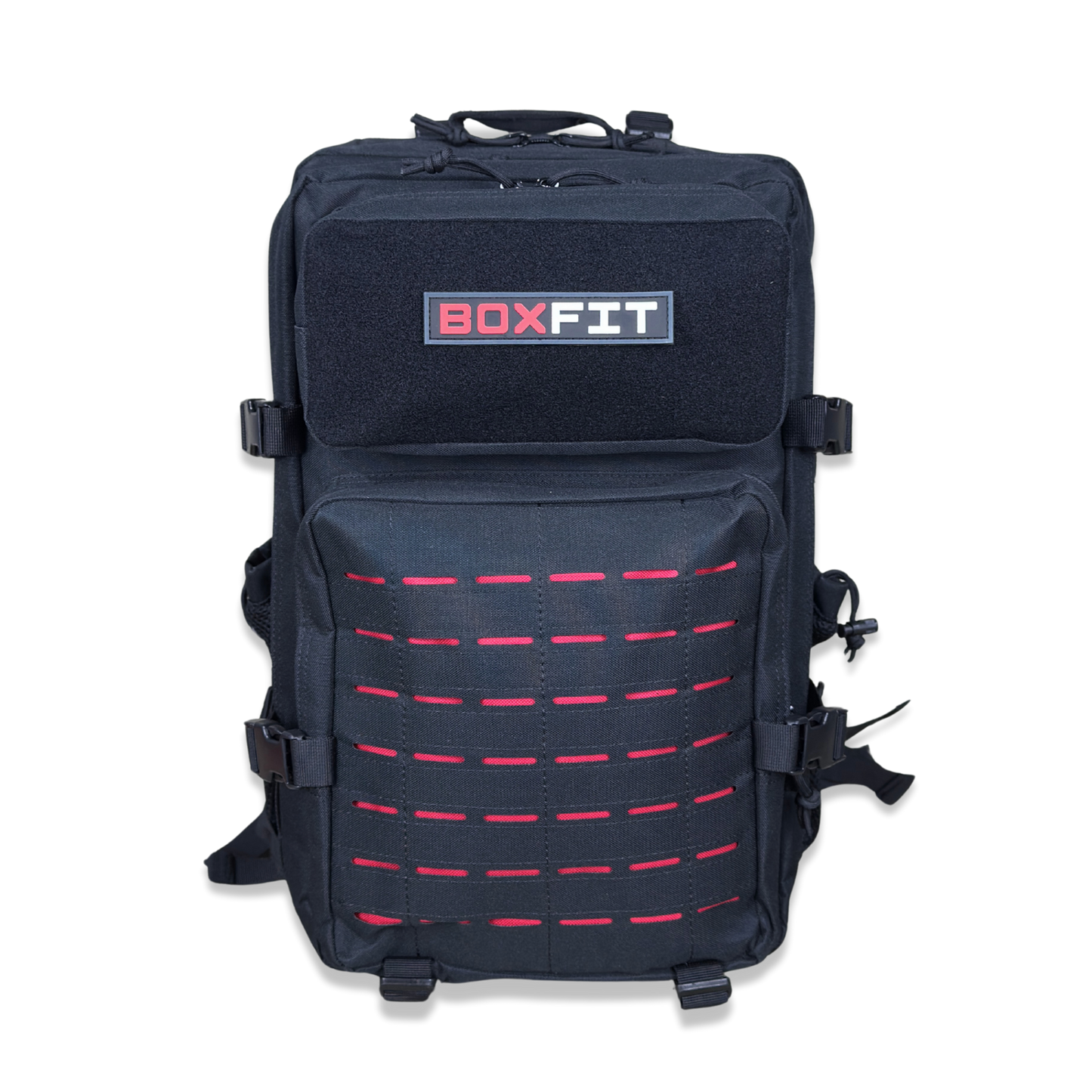 45L BOXFIT 'V3' BACKPACK BLACK in RED ACCENTS
