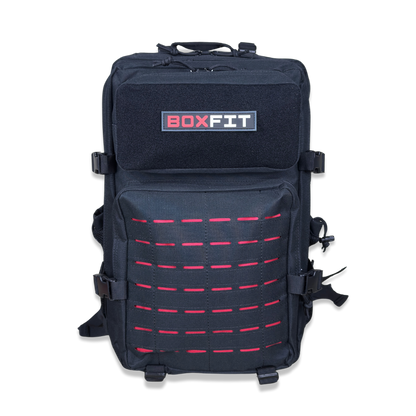 45L BOXFIT 'V3' BACKPACK BLACK in RED ACCENTS