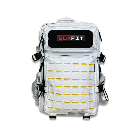 45L BOXFIT 'V3' BACKPACK WHITE in YELLOW ACCENTS