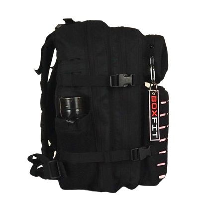 45L BOXFIT 'V3' BACKPACK in BLACK in white accents
