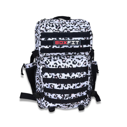 45L BOXFIT 'V1.5' BACKPACK in OFF-WHITE LEOPARD PRINT