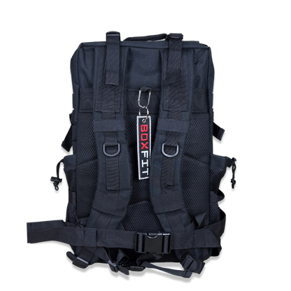 45L BOXFIT 'V3' BACKPACK BLACK in RED ACCENTS