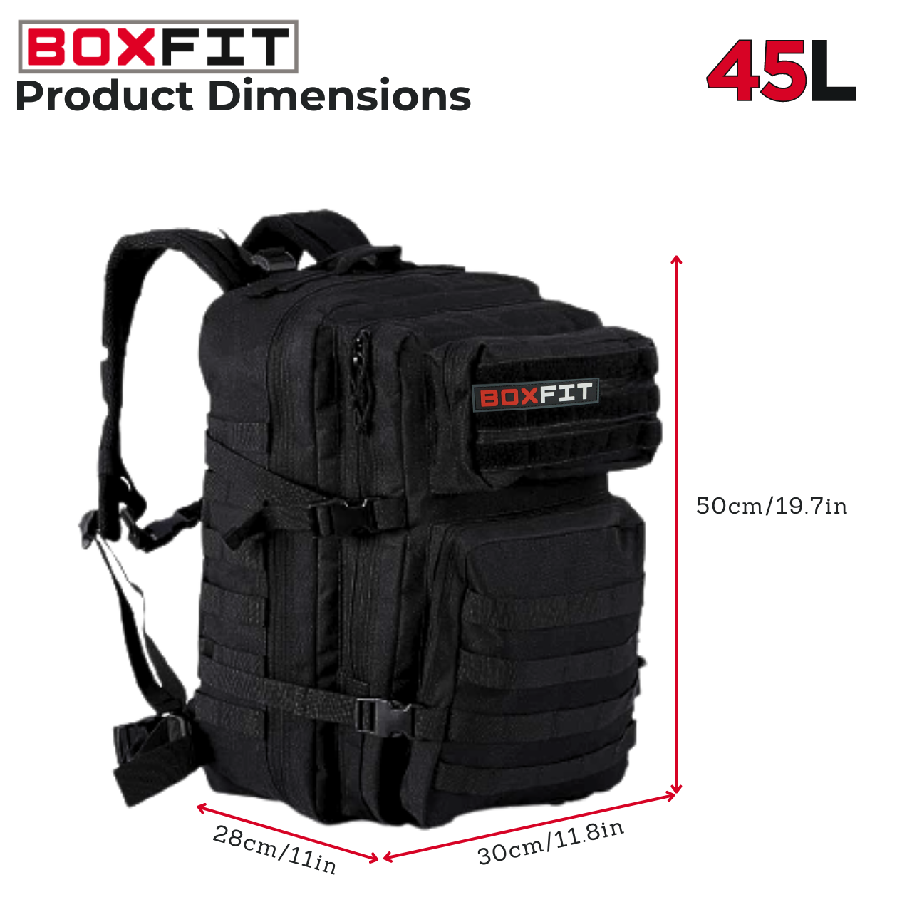 45L BOXFIT 'V1' BACKPACK in BLACK