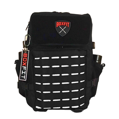 45L BOXFIT 'V3' BACKPACK in BLACK in white accents